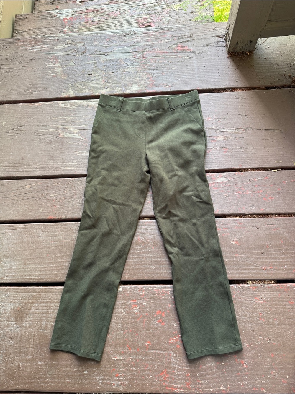 Quince Olive Green Straight-Leg Pants